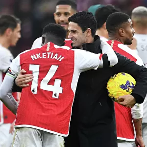 Arsenal's Glory: Arteta and Nketiah Celebrate Victory over Sheffield United (2023-24)