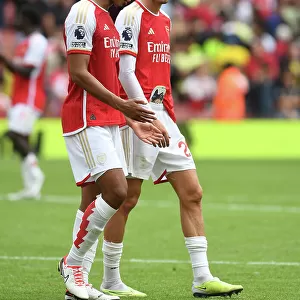 Arsenal's Havertz and Saliba Celebrate Victory Over Nottingham Forest in 2023-24 Premier League