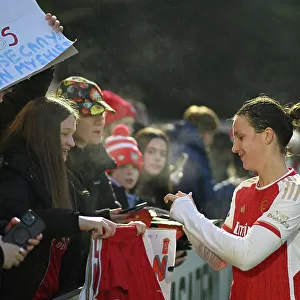 Arsenal's Lotte Wubben-Moy Greets Fans with Autographs After Arsenal Women's Victory Over West Ham