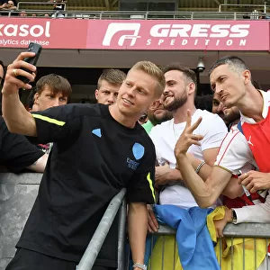 Arsenal's Oleksandr Zinchenko Interacts with Fans Before Nuremberg Pre-Season Friendly