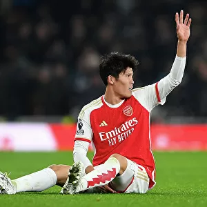 Arsenal's Tomiyasu Suffers Injury in Arsenal v Wolverhampton Wanderers Premier League Clash (2023-24)