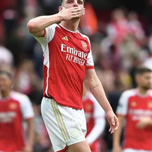 Arsenal's Victory: Declan Rice Celebrates with Fans vs Nottingham Forest (2023-24)