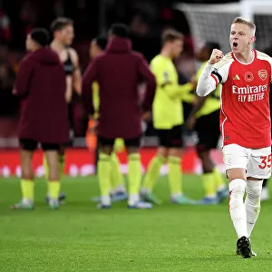 Arsenal's Victory: Zinchenko Celebrates with Fans vs Burnley (2023-24)
