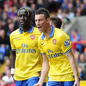 Laurent Koscielny and Bacary Sagna celebrate Arsenals 1st goal. Crystal Palace 0: 2 Arsenal