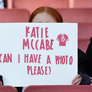 Young Arsenal Fan's Heartfelt Request: Katie McCaabe at Arsenal vs Aston Villa (2023-24)