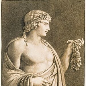 Antinous from Unpublished Monuments of Antiquity (Monumenti antichi inediti) by Johann Joachim Winckelmann (1717-1768) after a bas-relief of Villa Albani in Rome, engraving, 1767