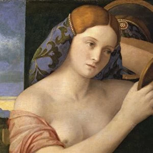 Austria, Vienna, Naked Young Woman in Front of the Mirror, detail