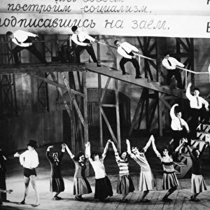 The bath house by vladimir mayakovsky, a scene from act 6, produced by v, meyerhold at the meyerhold state theatre, moscow, ussr, 1930