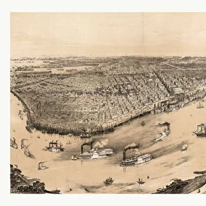 Birds Eye View Of New Orleans Drawn From Nature On Stone By J. Bachman Circa 1851