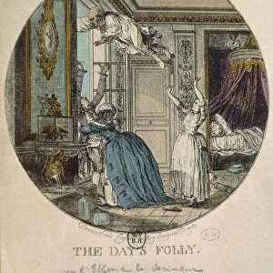 Caricature: Days Folly, effects of enema, by Sergent, circa 1783