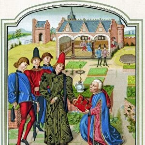 Charles The Bold (1433-77) Duke of Burgundy from 1467 accepting book from Georges Chastellain