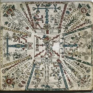Cosmological map from Codex Fejervary-Mayer, Aztec Codex of central Mexico from Aztec manuscript, circa 1400-1521