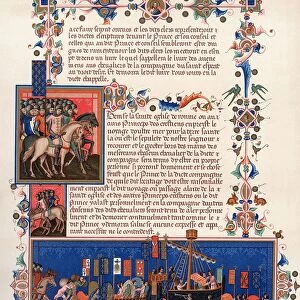 Crusaders embarking for the Holy Land. Page from 15th century Statutes of Order of Saint Esprit