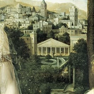 David and Bathsheba by Jan Massys, detail with view of Jerusalem
