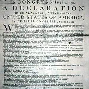 Declaration of independence 1776 from the Congress of Representatives. Signed by John Hancock, President of the Congress