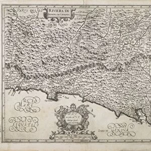 Eastern Liguria Region, From the Atlas of Italy by Giovanni Antonio Magini, Copper engraving, 1613