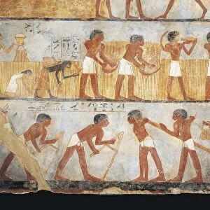 Egypt, Thebes, Tomb of Unsu, Agricultural work in fields, wall painting