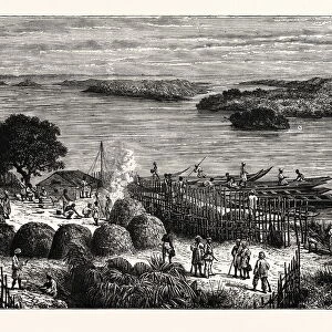 AN ENCAMPMENT ON THE RIVER CONGO. The Congo River (in the past also known as the