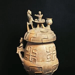 Etruscan civilization, cinerary vase, from Montescudaio, Tuscany Region, Italy