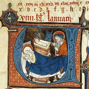 France, Nativity, miniature from a Latin manuscript (folio 23) of the Abbey of Notre-Dame des Pres