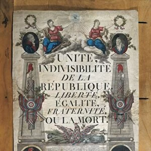 France, Paris, Unity, Indivisibility of the Republic, Liberty, Equality, Fraternity or Death, print