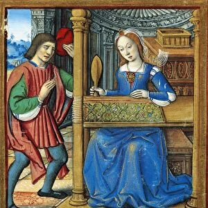 France, Penelope at her loom, miniature, circa 1505, From the manuscipt Lives of Famous Women by Antoine Dufour