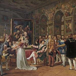France, Rouen, Francis I of France Receiving Painting Made by Raffaello Sanzio