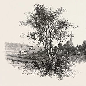 French Canadian Life, Chateau Richer, Canada, Nineteenth Century Engraving
