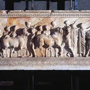 Frieze of the Vicomagistri Base, Detail, Roman civilization