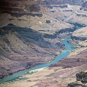 High angle view of a river flowing between rock formations, Colorado River, Grand Canyon National Park, Arizona, USA