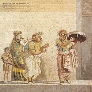 Italy, Campania, Pompeii, Villa del Cicerone, Street musicians, mosaic work signed by Dioskurides of Samos