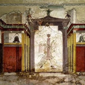 Italy, Latium Region, Rome, Forum, Palatine Hill, fresco in Room of the Masks at House of Augustus
