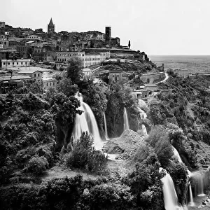 Italy. Lazio. View Of Tivoli With Waterfalls. 1957