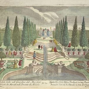 Italy, Merate (Province of Lecco), Garden at Villa Belgioioso, engraving