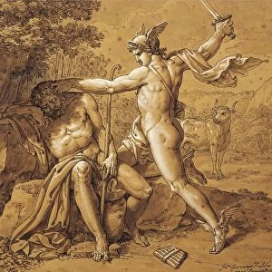 Italy, Mercury killing Argus to rescue the Nymph (Mercurio uccide Argo per salvare la ninfa) by Giuseppe Cammarano (1766-1859) given by the artist to Gaetano Donizetti, drawing