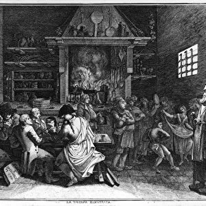 Italy, A tavern in Rome, engraving, 1790