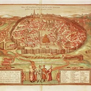 Jerusalem from Civitates Orbis Terrarum by Georg Braun, 1541-1622 and Franz Hogenberg, 1540-1590, engraving