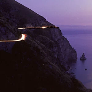 Light tail along the Amalfi Coast, Campania, Italy