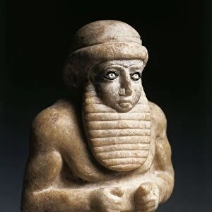 Lower Mesopotamia, Iraq, Male bust from Uruk, alabaster