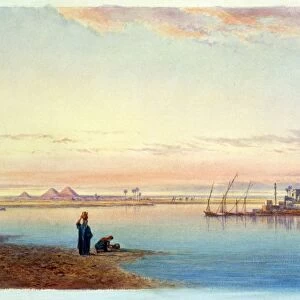 The Nile near Bulak, 1868. Watercolour by Henry Pilleau (1813-1899) English artist