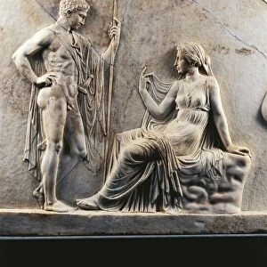 Pentelicus marble relief of Oracle talking to Achilles, from House of the Relief of Telephus, Herculaneum