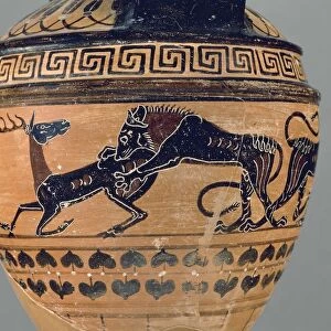 Pontic amphora depicting a hyena attacking a gazelle. Paris Painter, 550-540 B. C