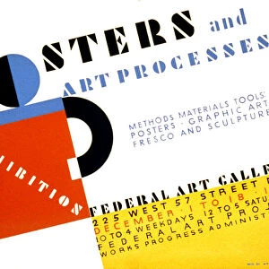 Posters and art processes Methods materials tools: Posters - graphic art fresco and sculpture ca. 1937