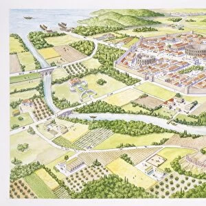 Reconstruction of roman city, illustration