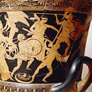 Red-figure pottery, Krater attributed to Polygnotus showing scene of Gigantomachy