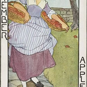 September: Apples Postcard by Rie Cramer. ca. 1907-1930, September: Apples Postcard by Rie Cramer