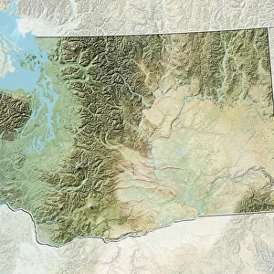 State of Washington, United States, Relief Map
