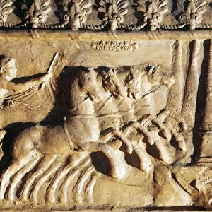 Terracotta relief depicting chariot races in circus