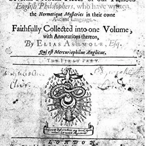 Title page of Elias Ashmoles Theatrum Chemicum Britannicum London 1652. Isaac