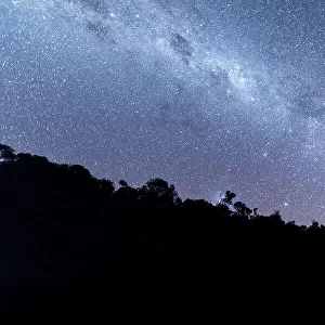 Beautiful starry night over mountain, clear view of milkyway in the Southern Hemisphere